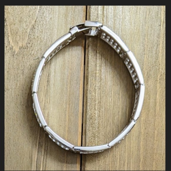 SOLID 925 STERLING SILVER BRACELET WITH CUBIC ZIRCONIA STONES - Picture 3 of 4